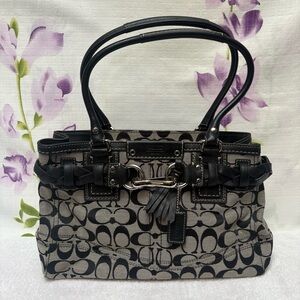 Coach Black And Gray Logo Small Purse Silver Hardware